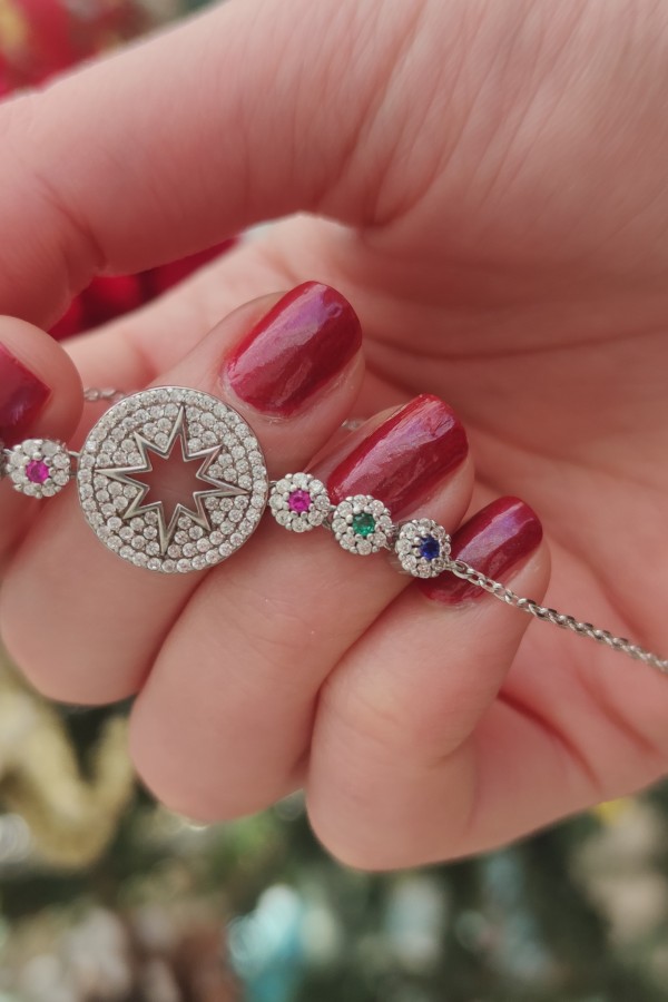 Kutup yıldızı motif gümüş bileklik Kutup yıldızı motif gümüş bileklik
