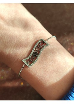 Desenli dikdörtgen motif gümüş bileklik 