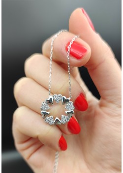 Mini halka kalp motif  gümüş kolye