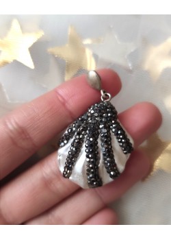 Sedefli kabuk motif gümüş kolye ucu