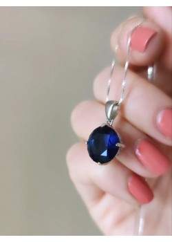 Safir taşlı gümüş kolye 