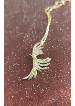 Kuş motif gümüş kolye 