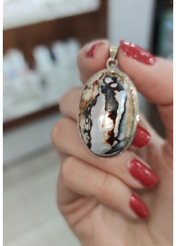 Kaplumbağa kabuğu gümüş kolye ucu 