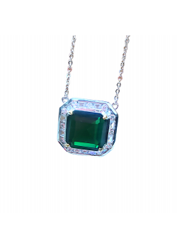 Peridot ve laboratuvar pırlantası taşlı gümüş kolye 