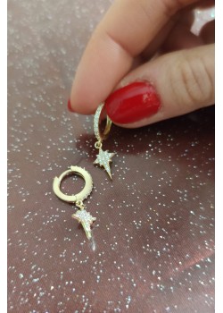 Kutup yıldızı motif gümüş küpe çifti 