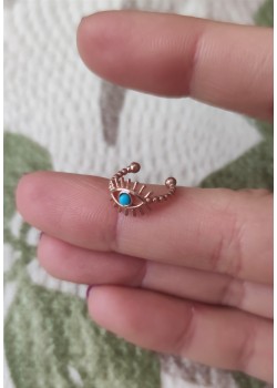 Turkuaz taşlı göz motif gümüş kıkırdak küpe
