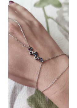 Renkli taşlarla süslü yuvarlak motif gümüş şahmeran 