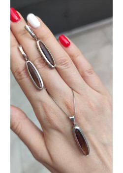 Koyu peridot taşlı gümüş set 