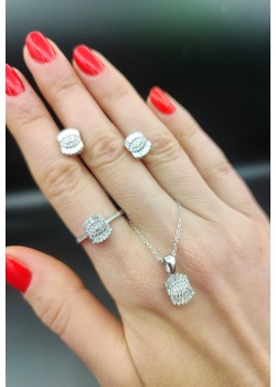 Baget taşlı gümüş set