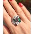 Ametist peridot ve sedef taşlı çiçek motif gümüş yüzük 