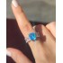 Lab mavi topaz taşlı gümüş yüzük