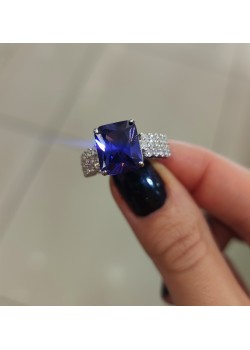Koyu mor taşlı gümüş deep yüzük 