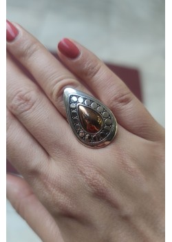 Taşsız damla motif gümüş yüzük