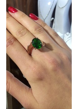 Peridot taşlı gümüş tektaş yüzük 