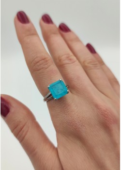 Lab paraiba turmalin taşlı gümüş yüzük 