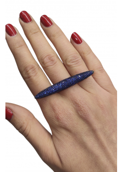 Safir taşlı çubuk motif gümüş yüzük 