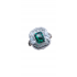 Mozanite ve zümrüt taşlı gümüş yüzük