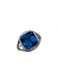 Mozanite ve Topaz taşlı gümüş yüzük