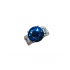 Mozanite ve London Blue Topaz taşlı gümüş yüzük