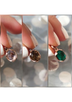 Doğal taşlı mini oval motif gümüş kolye ucu serisi