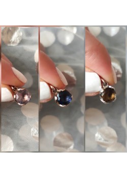 Doğal taşlı mini motif gümüş uç serisi