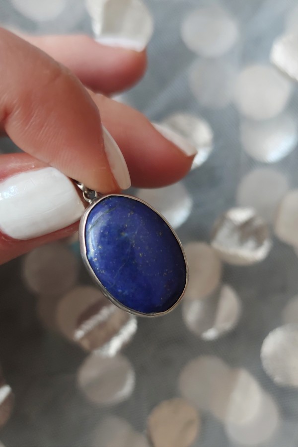 Lapis taşlı gümüş kolye ucu