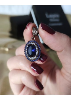 Safir taşlı gümüş kolye ucu
