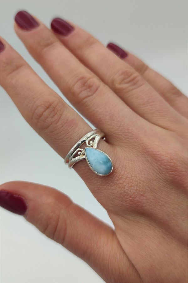 Larimar taşlı gümüş yüzük Larimar taşlı gümüş yüzük