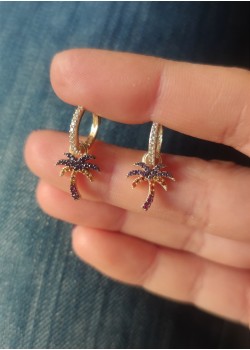 Palmiye motif gümüş küpe