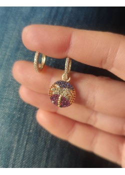 Tek tarafı palmiye motif gümüş halka küpe
