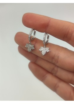 Çınar ağacı yaprağı motif mini gümüş küpe