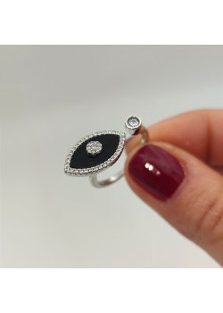 Onix taşlı göz motif gümüş yüzük