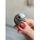 Larimar taşlı büyük boy gümüş yüzük Larimar taşlı büyük boy gümüş yüzük