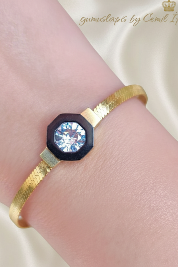 316 L Cerrahi Çelik Ortası Siyah Bileklik 