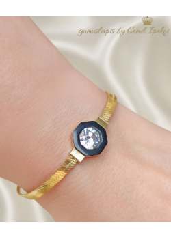 316 L Cerrahi Çelik Ortası Siyah Bileklik 