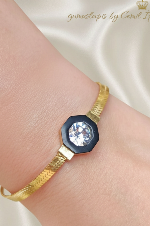 316 L Cerrahi Çelik Ortası Siyah Bileklik 