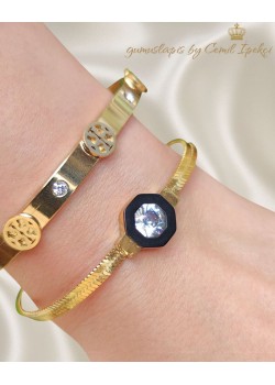 316 L Cerrahi Çelik Ortası Siyah Bileklik 