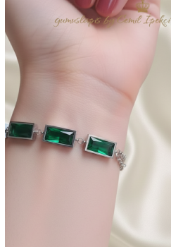 316 L Cerrahi Çelik Yeşil Taşlı Bileklik 