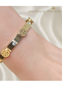 316 L Cerrahi Çelik Sarı Desenli Bilezik