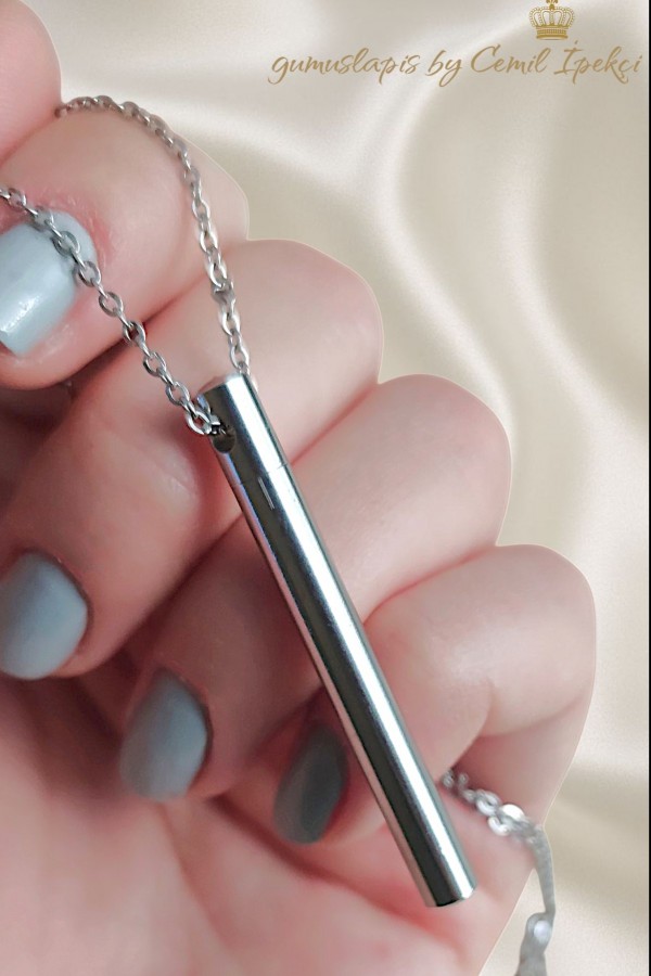 316 L Çubuk Motif  Çelik Kolye