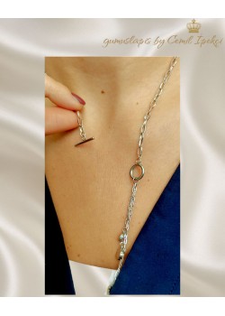 316 L Cerrahi Çelik Onix ve Sedef Taşlı Kolye 