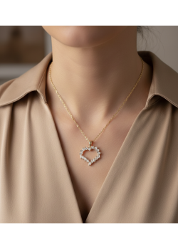 316 L Cerrahi Çelik Baget Taşlı Kalp Motif Kolye 
