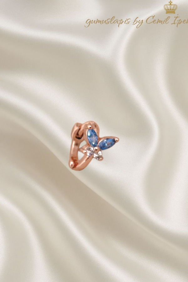 Tragus Bölgesi İçin Kelebek Motif Çelik Halka Küpe (adet)-ROSE