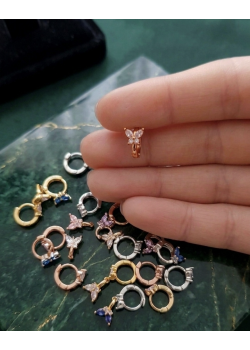 Tragus Bölgesi İçin Kelebek Motif Çelik Halka Küpe (adet)-ROSE