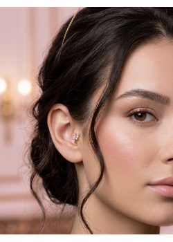 Tragus Bölgesi İçin Kelebek Motif Çelik Halka Küpe (adet)-SARI