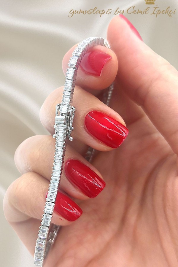 Baget Taşlı Tamtur Gümüş Bileklik