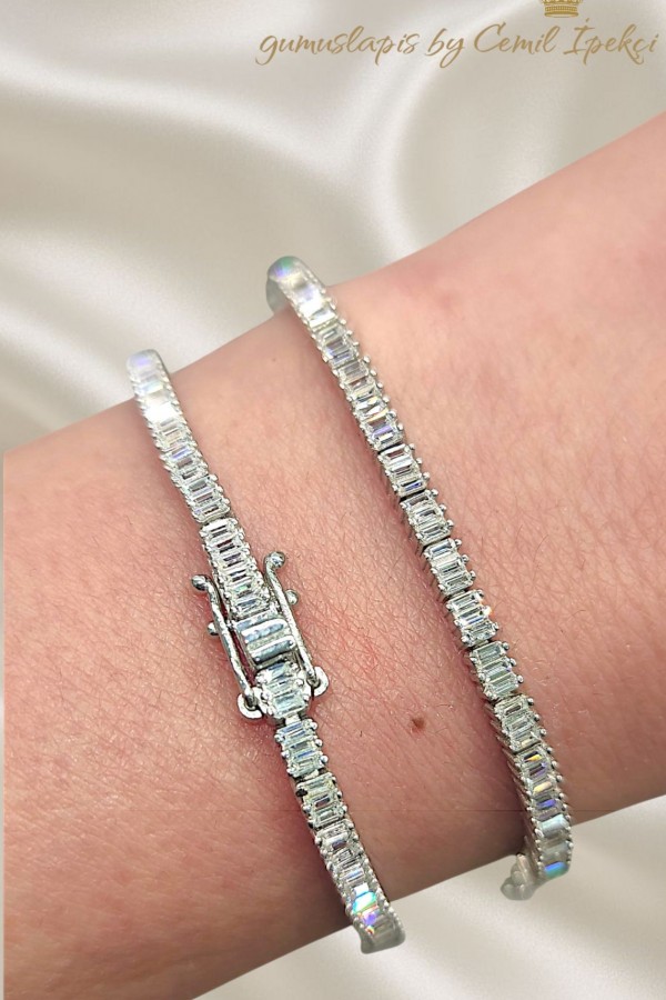 Baget Taşlı Tamtur Gümüş Bileklik