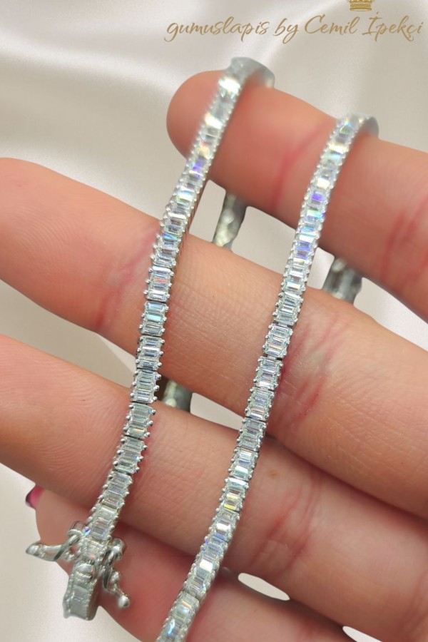 Baget Taşlı Tamtur Gümüş Bileklik