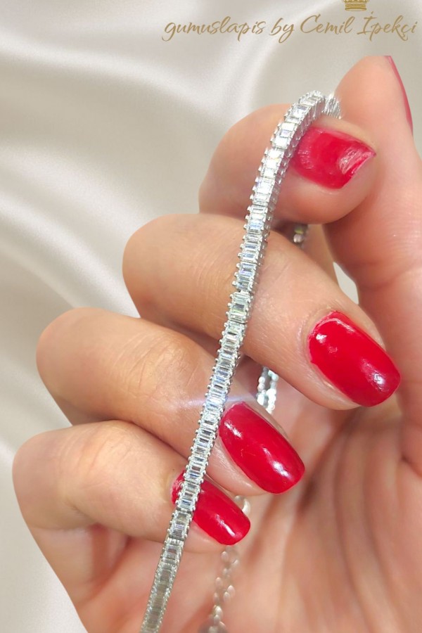 Baget Taşlı Tamtur Gümüş Bileklik