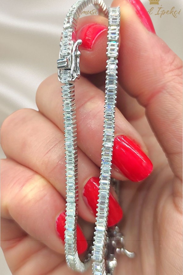 Baget Taşlı Tamtur Gümüş Bileklik